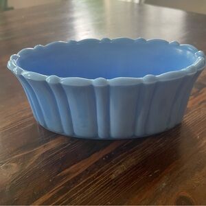 AKRO Agate Blue Glass Art Dish /Planter - Vintage